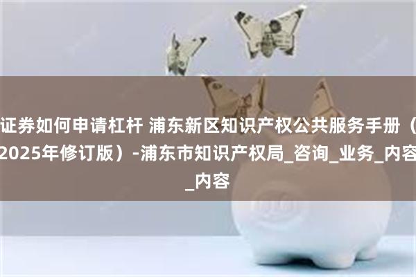 证券如何申请杠杆 浦东新区知识产权公共服务手册（2025年修订版）-浦东市知识产权局_咨询_业务_内容