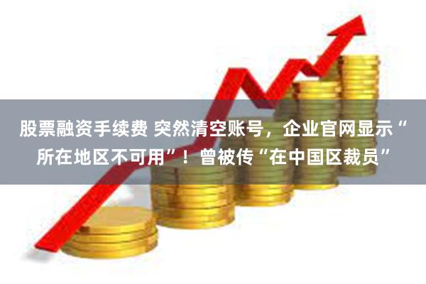 股票融资手续费 突然清空账号，企业官网显示“所在地区不可用”！曾被传“在中国区裁员”